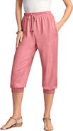 Roaman's Plus Size Soft Knit Capri Pant With Drawstring Waist