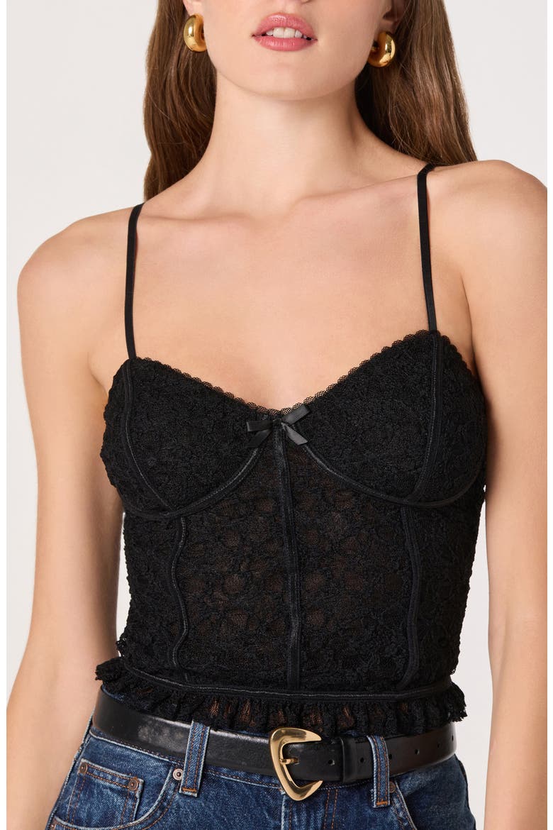 Lace Bustier Crop Camisole, Main, color, BLACK