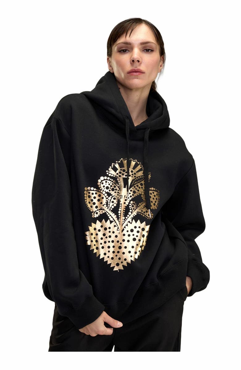 Cynthia Rowley Heart of Gold Hoodie, Alternate, color, Black