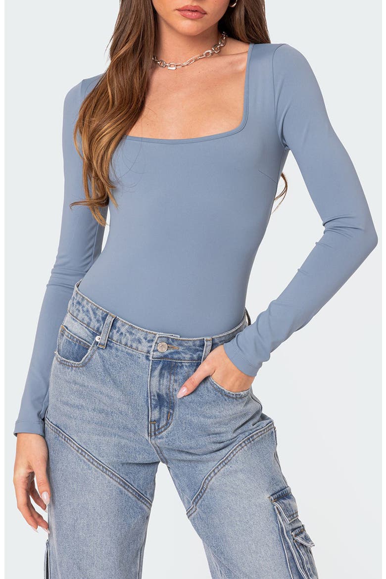 Joanna Square Neck Long Sleeve Bodysuit, Main, color, LIGHT-BLUE