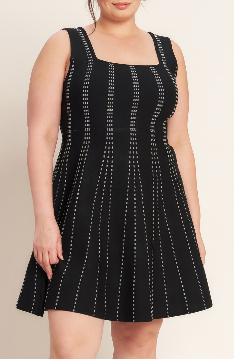 FLYING TOMATO Sweater Minidress, Alternate, color, Black/ Silver