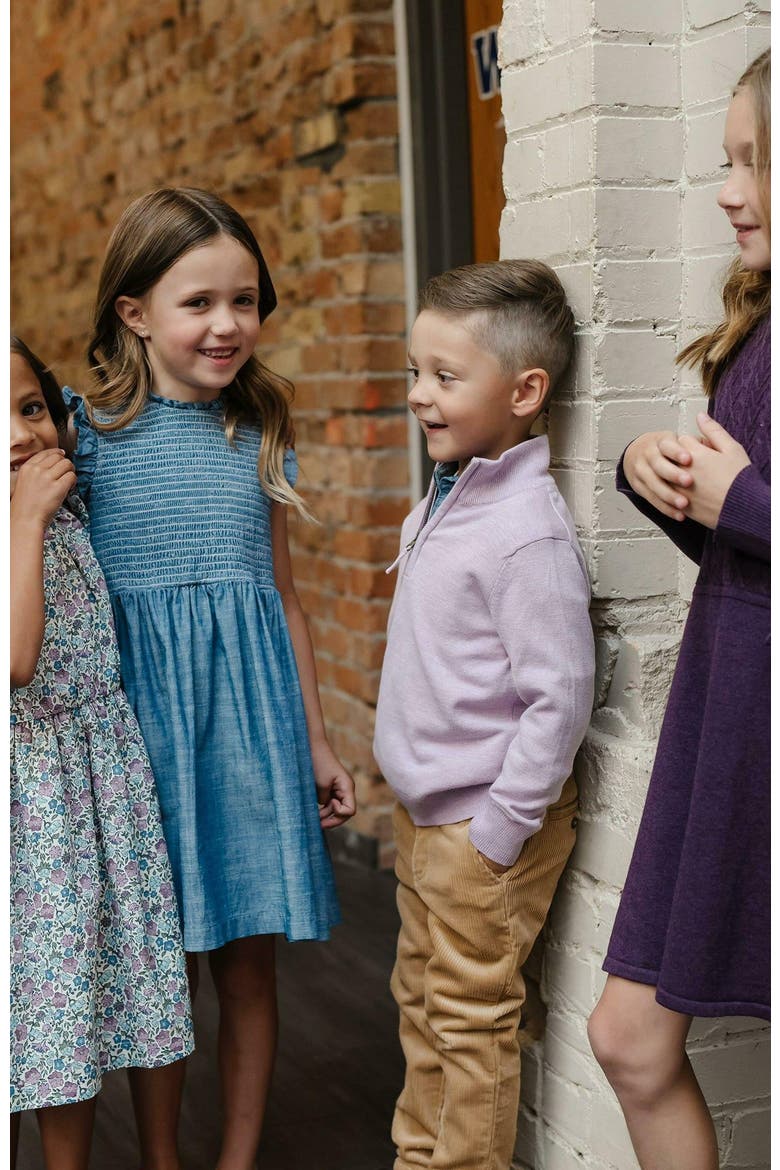 Girls' Organic Ruffle Edge Puff Sleeve Dress, Toddler, Alternate, color, Heather Fields Floral