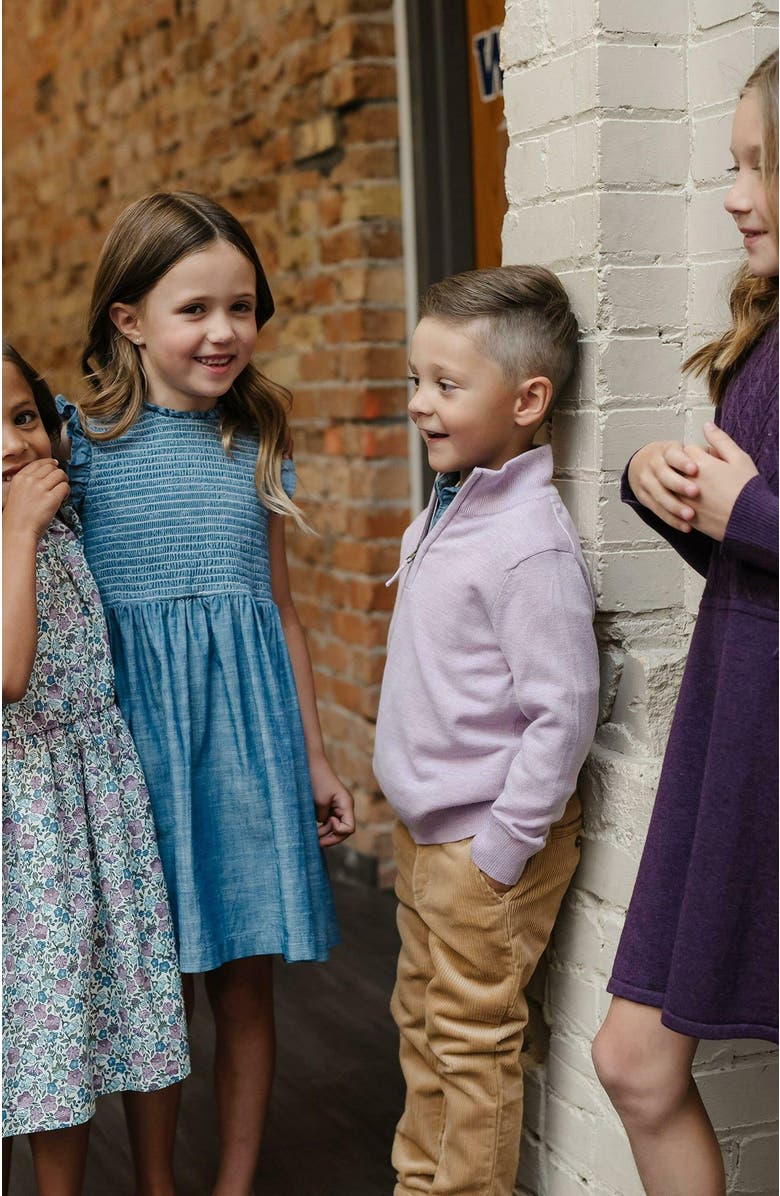 Hope & Henry Girls' Organic Ruffle Edge Puff Sleeve Dress, Toddler, Alternate, color, 