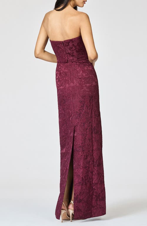 Sachin & Babi Sophia Belted Strapless Gown In Burgundy