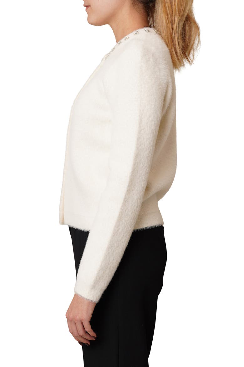 Embellished Fuzzy Cardigan, Alternate, color, VANILLA PUFF