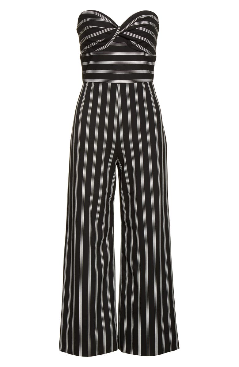 Veronica Beard Cypress Stripe Strapless Jumpsuit, Alternate, color,