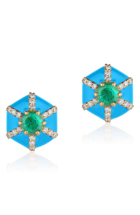 Queen Hexagon Stud Earrings