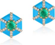 GOSHWARA Queen Hexagon Stud Earrings