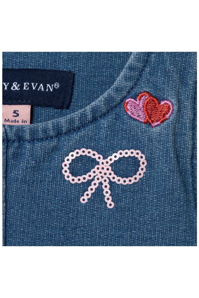 Kids' Embroidered Denim Jumper & Tee Set, Alternate, color, BLUE DENIM