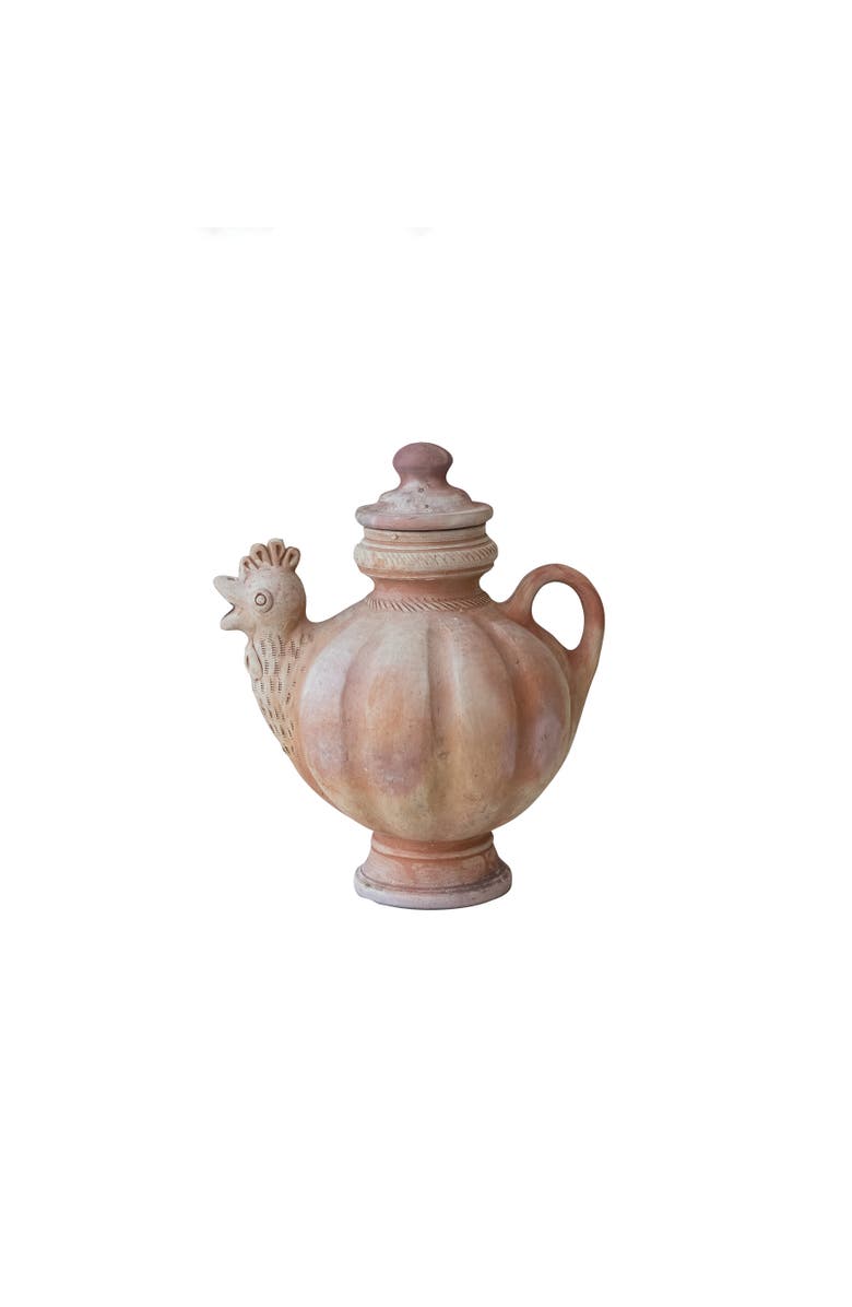 Storied Home 3.5 Quart Handmade Terra-cotta Chicken Teapot, Natural, Main, color, 