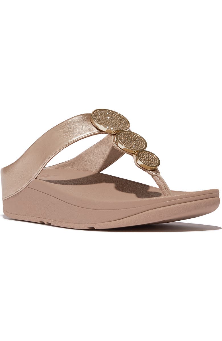 FitFlop Halo Platform Wedge Flip Flop, Main, color, Metallic Latte Beige