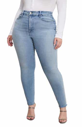 Good American SoftTech Good Waist Raw Hem High Waist Skinny Jeans