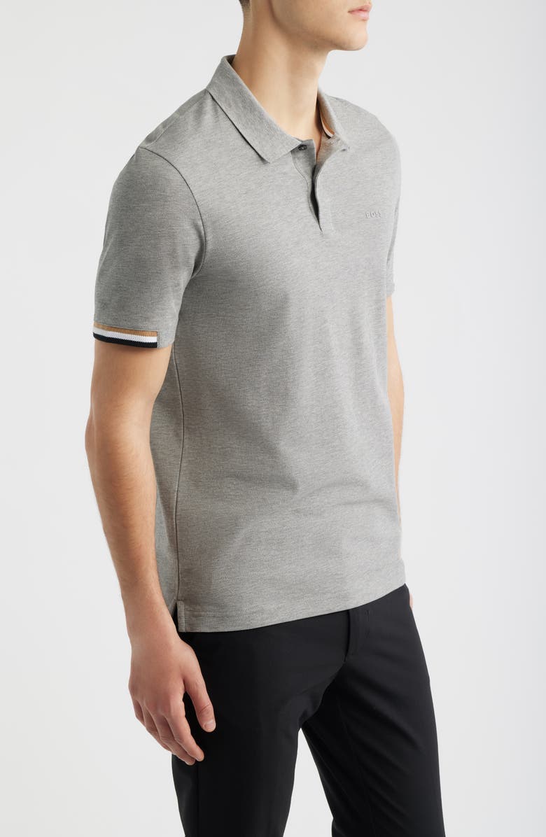 BOSS Parlay Cotton Piqué Polo, Alternate, color, Silver