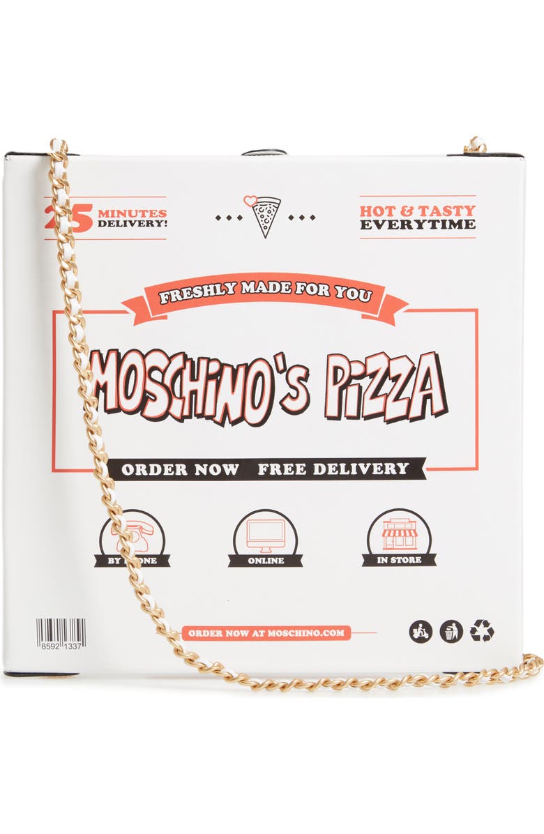 Moschino Pizza Box Leather Crossbody Bag, Alternate, color,