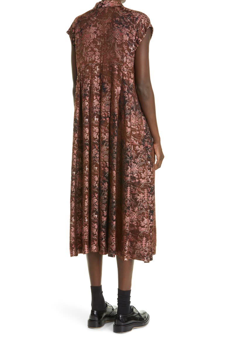 Metallic Brocade Midi Dress, Alternate, color, BLACK