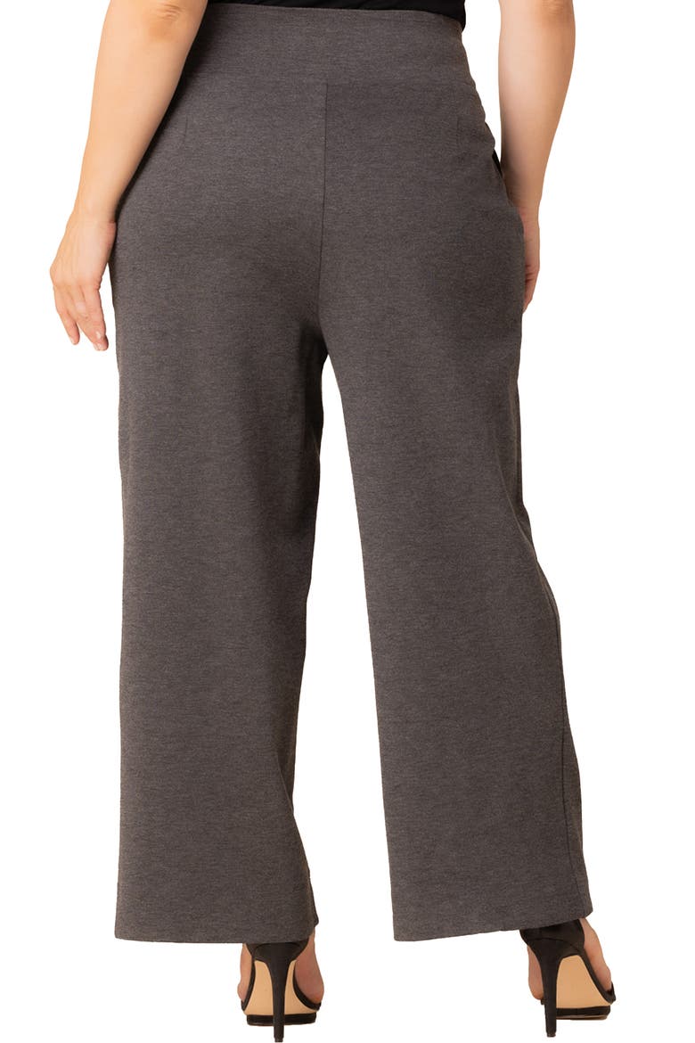 High Waist Wide Leg Ponte Pants, Alternate, color, CHARCOAL GREY