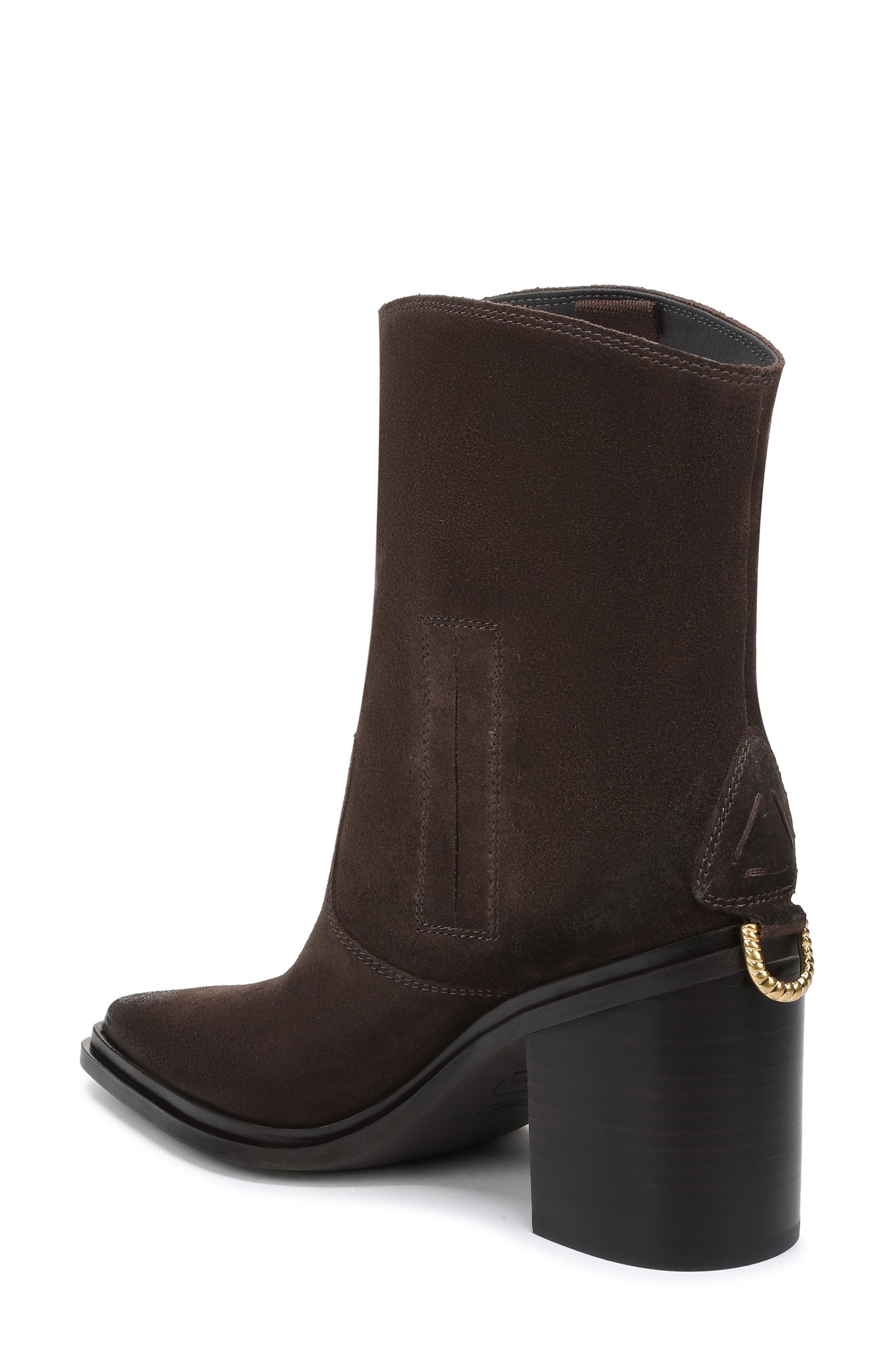 Franco Sarto Laken Block Heel Bootie, Alternate, color, Dark Brown Leather