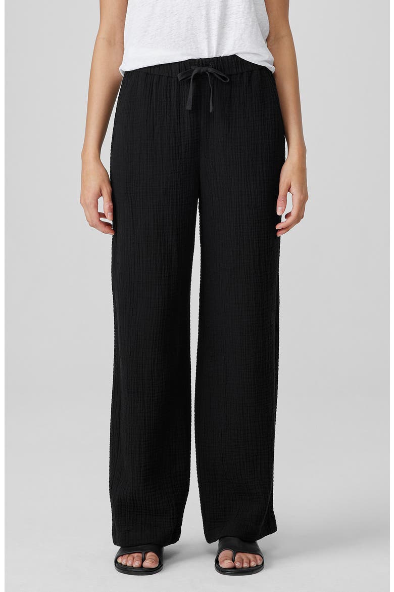 Organic Cotton Drawstring Straight Leg Pants, Main, color, BLACK