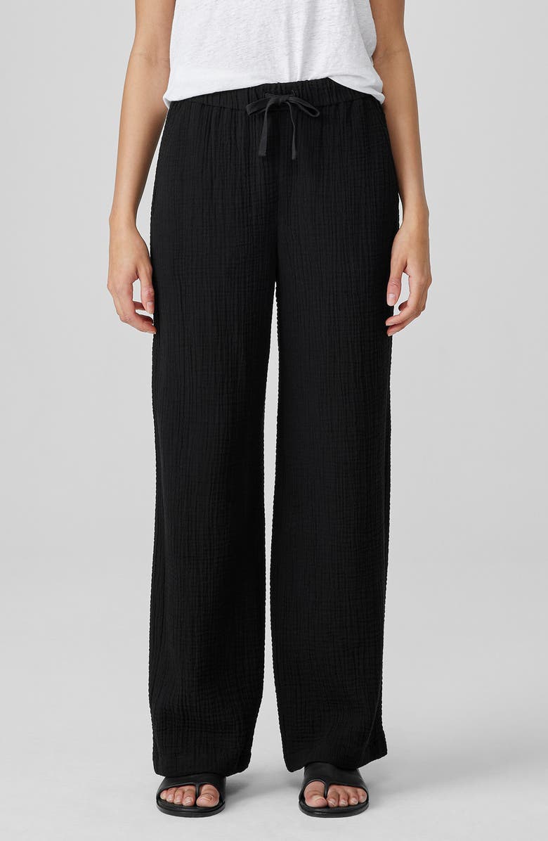 Eileen Fisher Organic Cotton Drawstring Straight Leg Pants, Main, color,