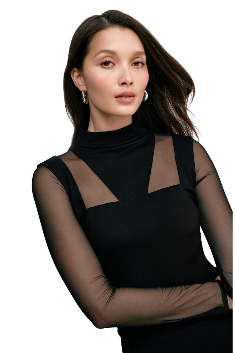 Amelia Ponte & Mesh Top, Alternate, color, BLACK