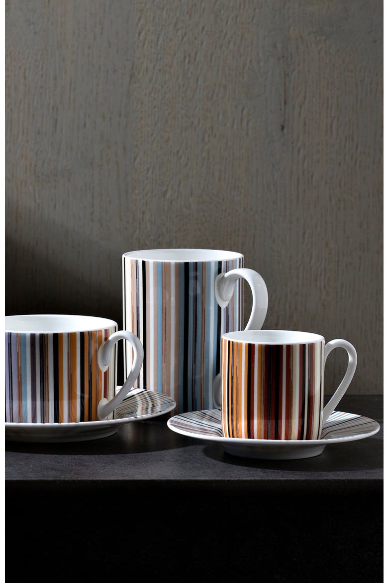 Coffee Cup & Saucer STRIPES Set of 2 in Luxury Box Jenkins 148 diam. 2.3", H 2.5", Cap. 4 oz, Saucer diam. 4.75", Alternate, color, Multicolor