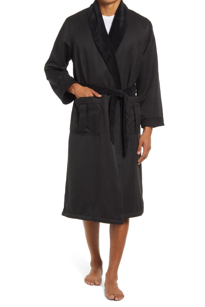 Fleece Lined Robe, Main, color, BLACK