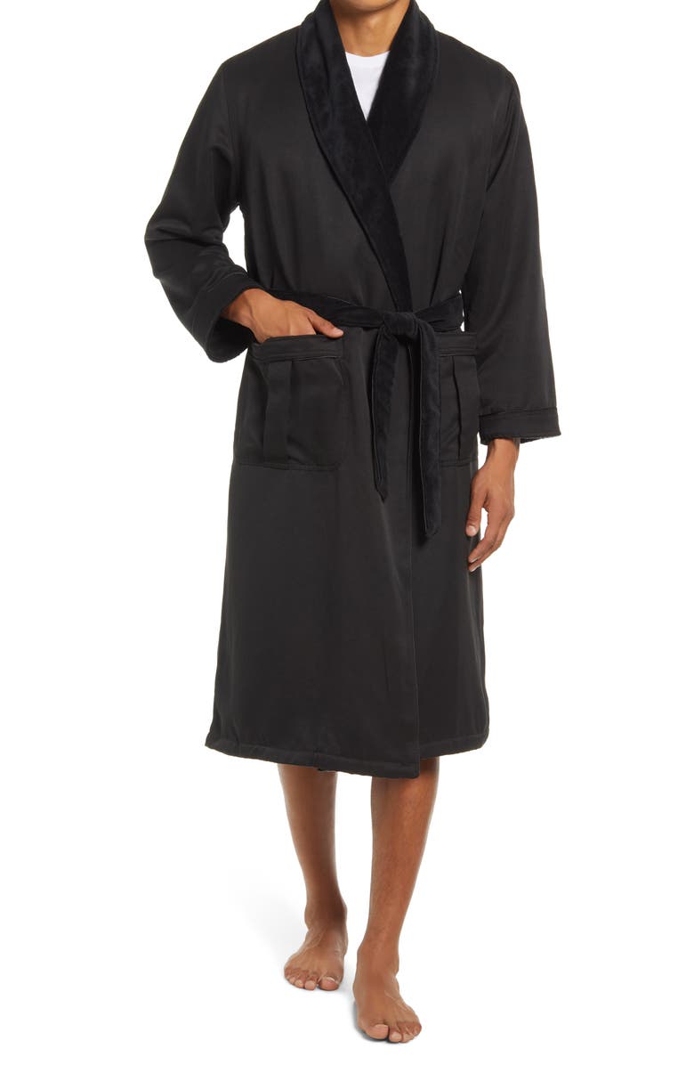Majestic International Fleece Lined Robe, Main, color, Black