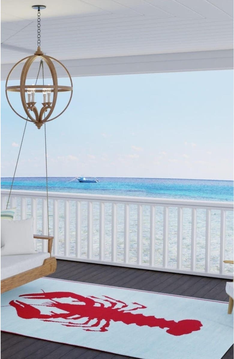 Mad Mats Lobster Aqua & Red, Alternate, color, Aqua And Red