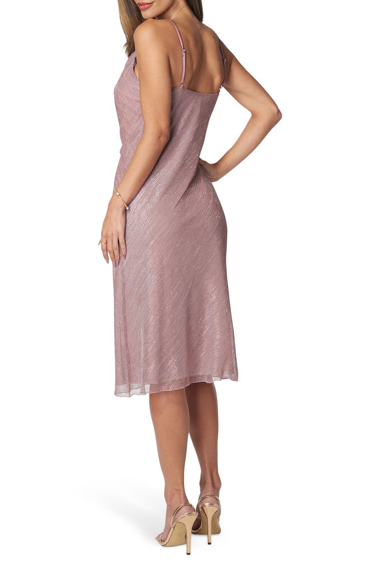 Cowl Neck Metallic Midi Slipdress, Alternate, color, DUSTY ROSE