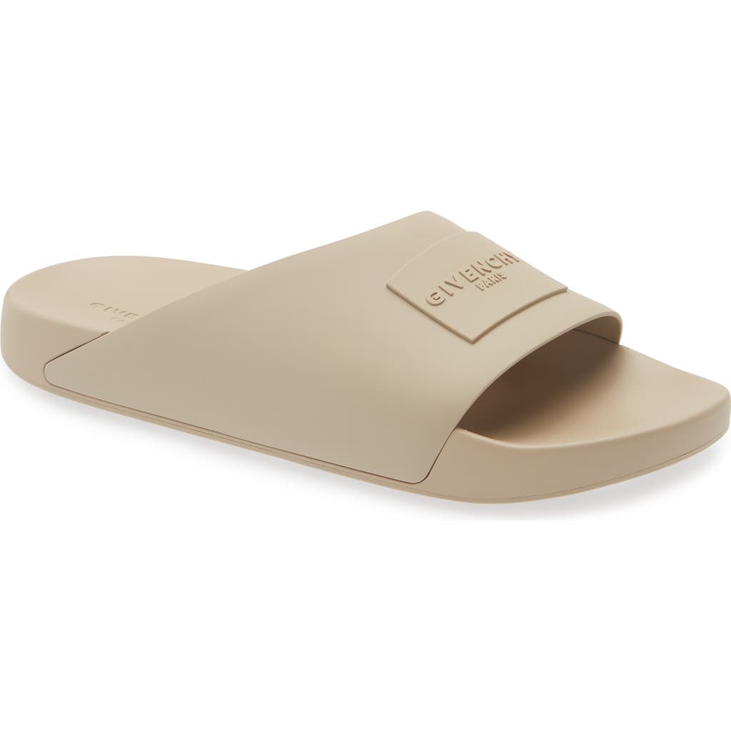 Givenchy Label Molded Slide Sandal in Taupe at Nordstrom, Size 46