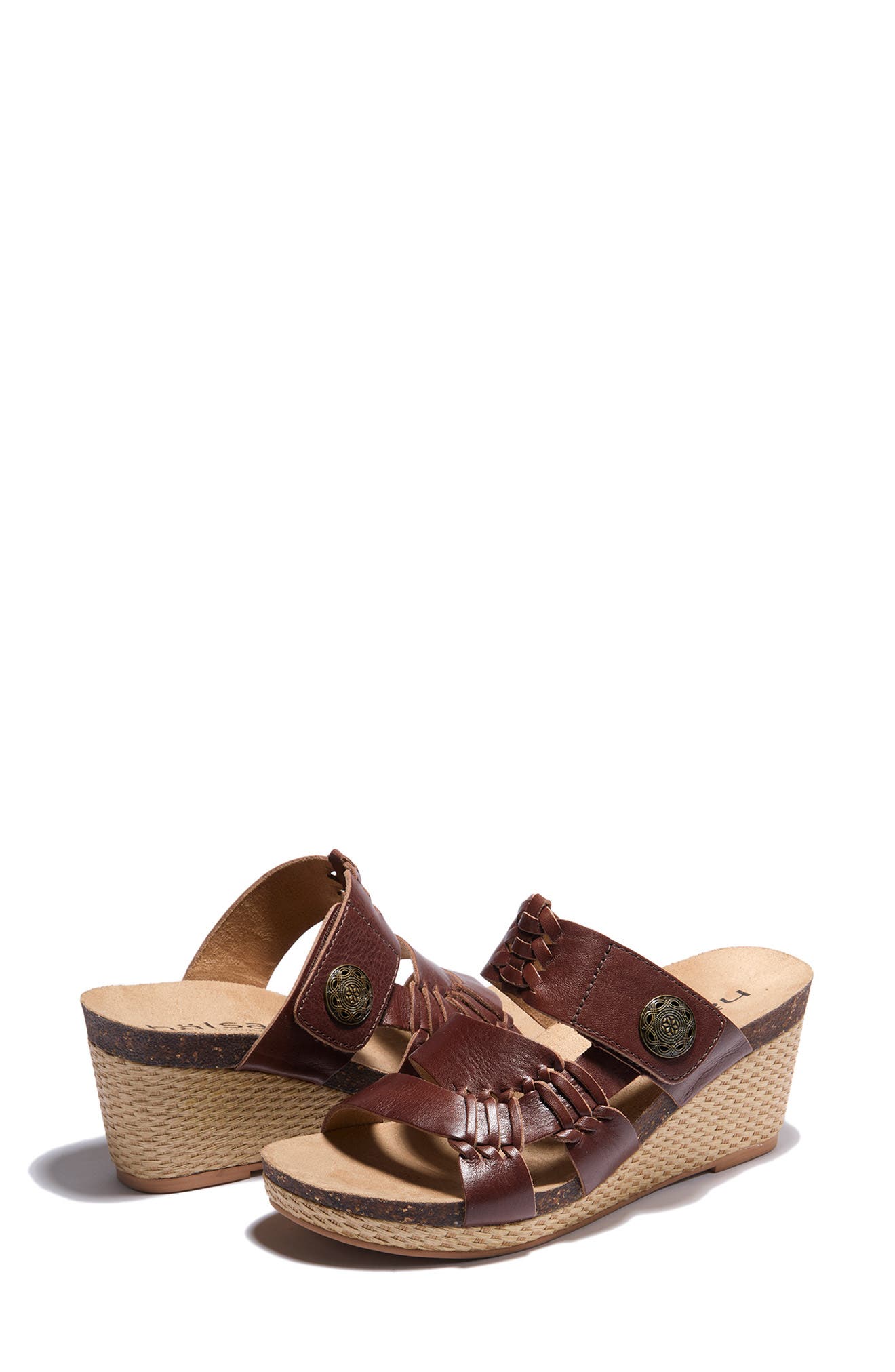 Genoa Wedge Sandal, Alternate, color, DARK BROWN