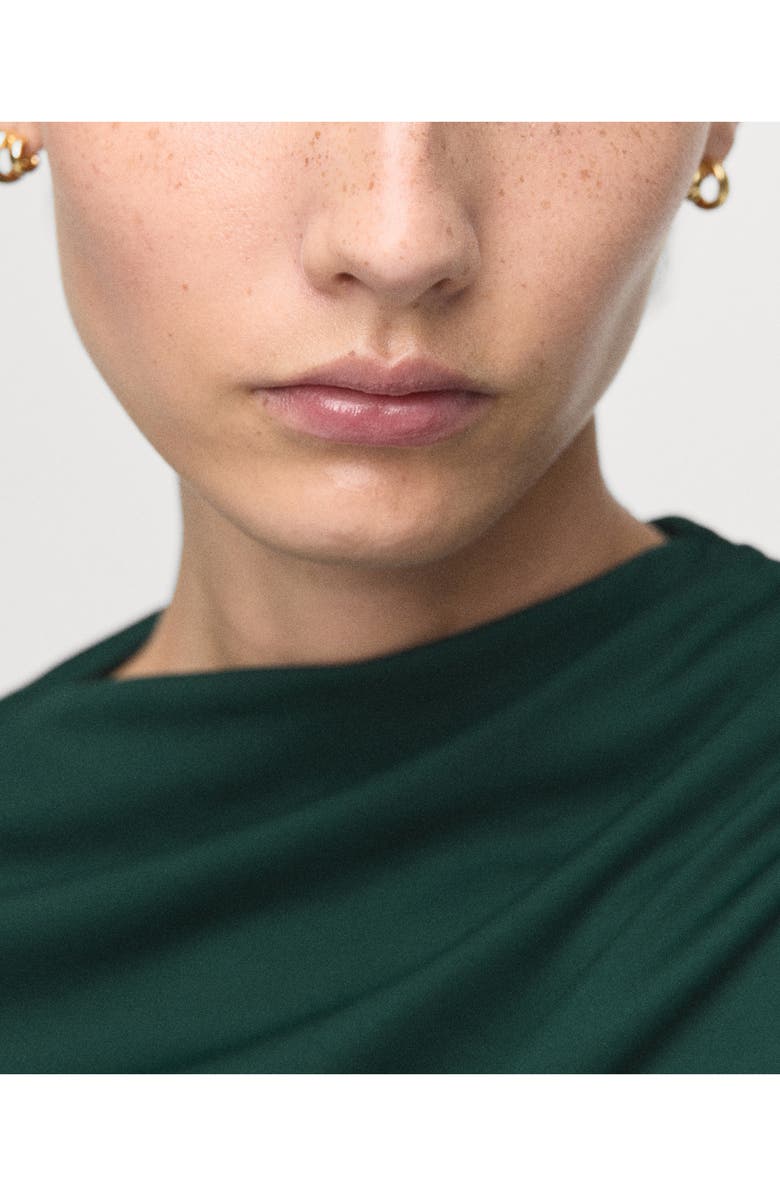 MANGO Ruched Cap Sleeve Top, Alternate, color, Dark Green