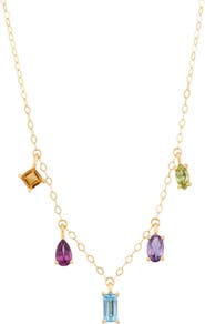 Frankie & Zoe London Blue Topaz Peridot Amethyst Citrine Dangle Necklace