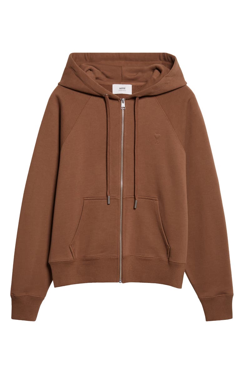 AMI PARIS Ami de Coeur Embroidered Hoodie, Alternate, color, Hazelnut