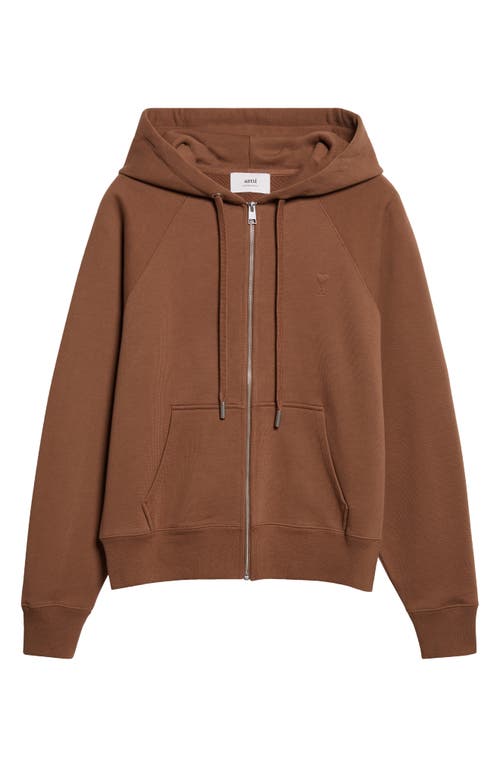Ami Alexandre Mattiussi Ami Paris Ami De Coeur Embroidered Hoodie In Brown