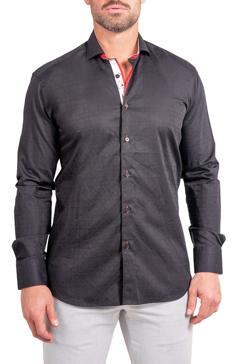 Maceoo Einstein Ascension Contemporary Fit Button-Up Shirt, Main, color, Black