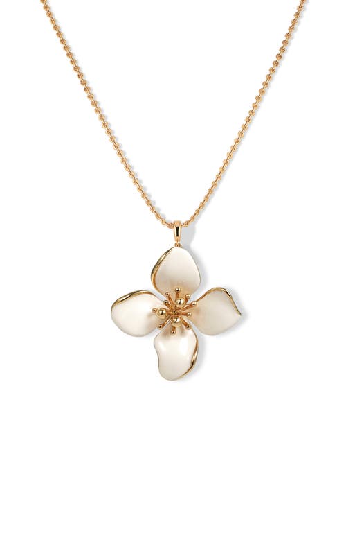 Rc Retro Chic Large Iris Blossom Pendant Neckalce In White