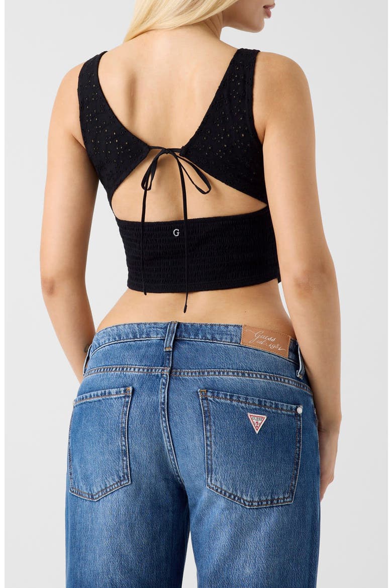Amaya Eyelet Cutout Crop Tank, Alternate, color, JET BLACK-BLACK
