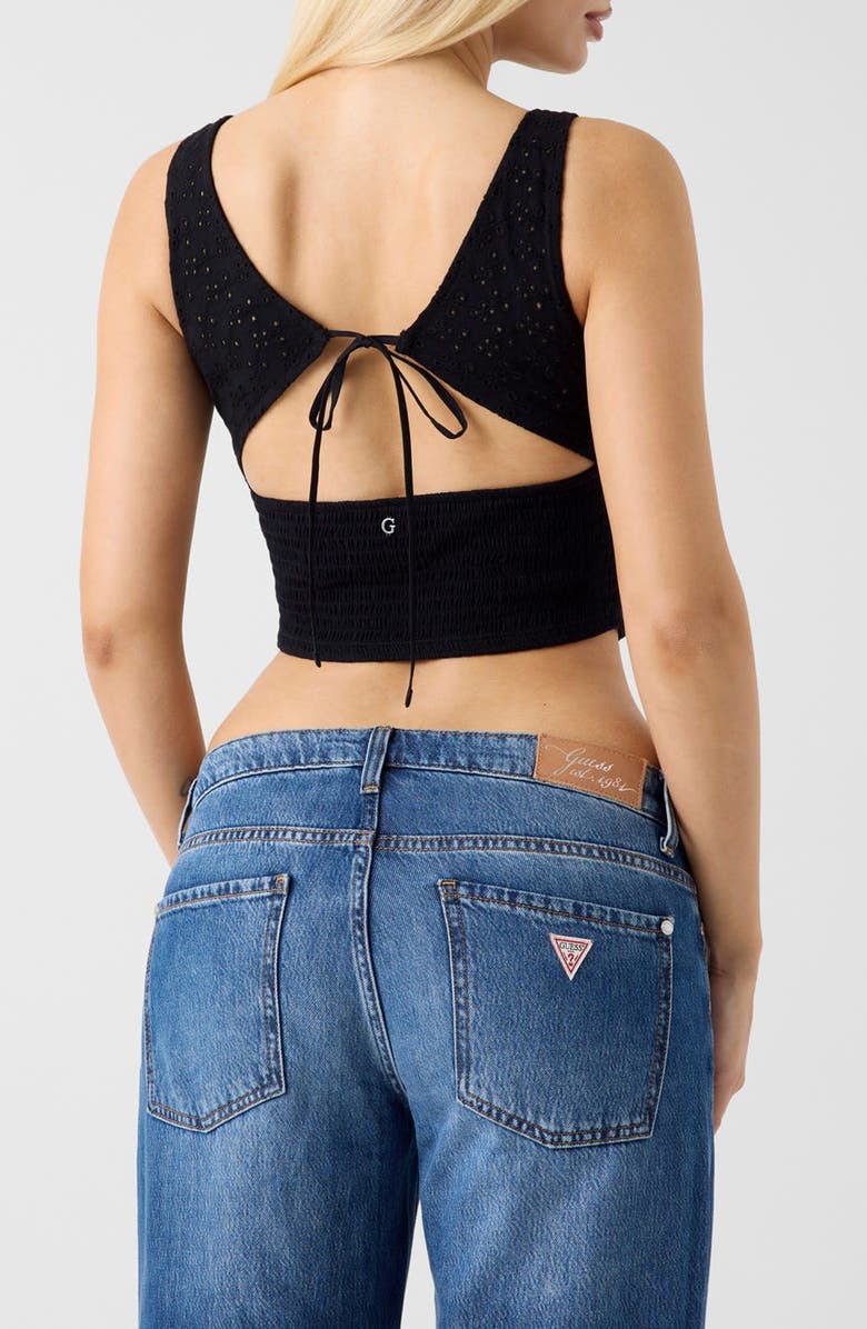 GUESS Amaya Eyelet Cutout Crop Tank, Alternate, color, Jet Black-Black