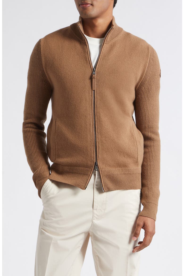 Wool & Cashmere Zip Cardigan, Main, color, TEAK