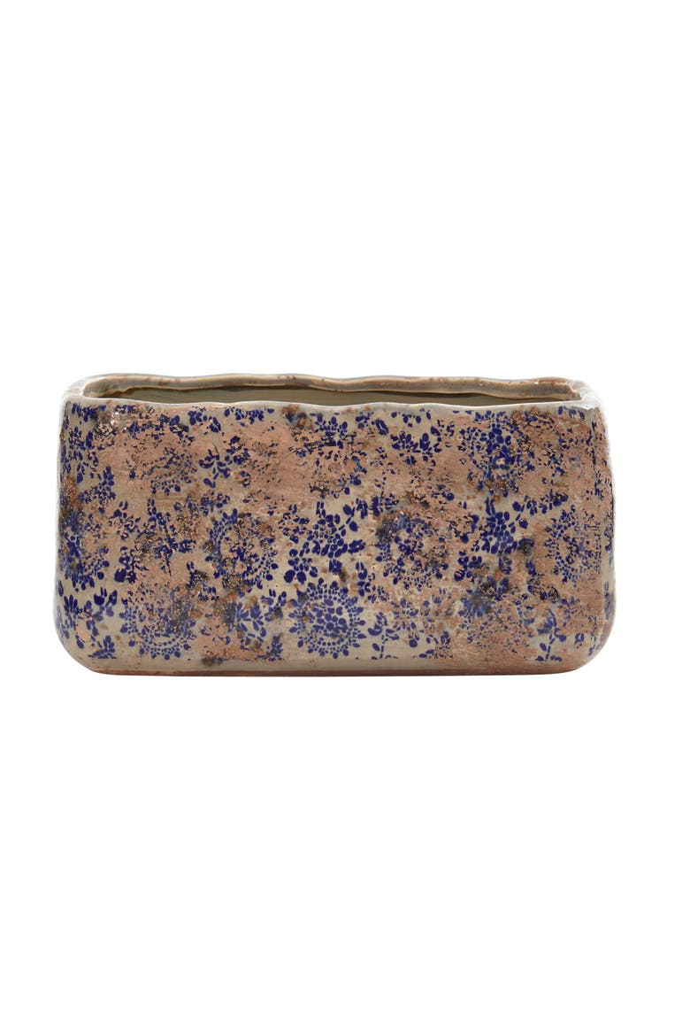10-in Tuscan Ceramic Rectangle Planter, Main, color, Blue
