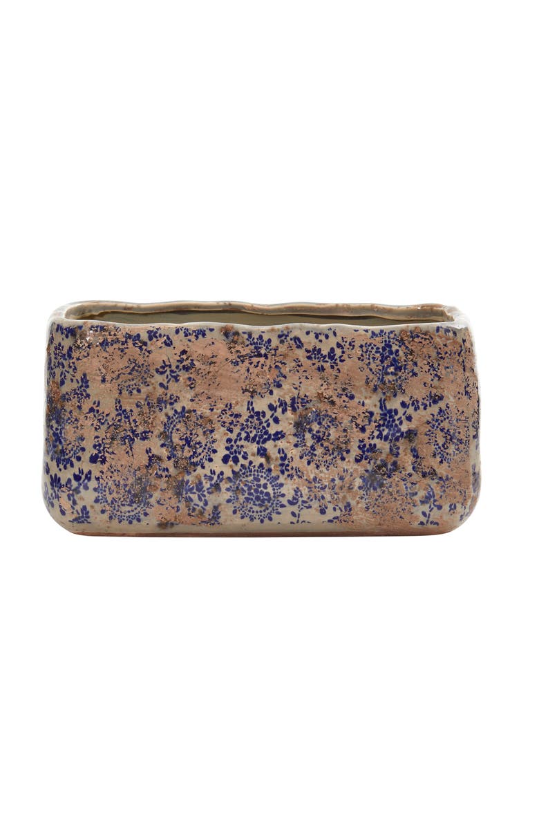 NEARLY NATURAL 10-in Tuscan Ceramic Rectangle Planter, Main, color, Blue