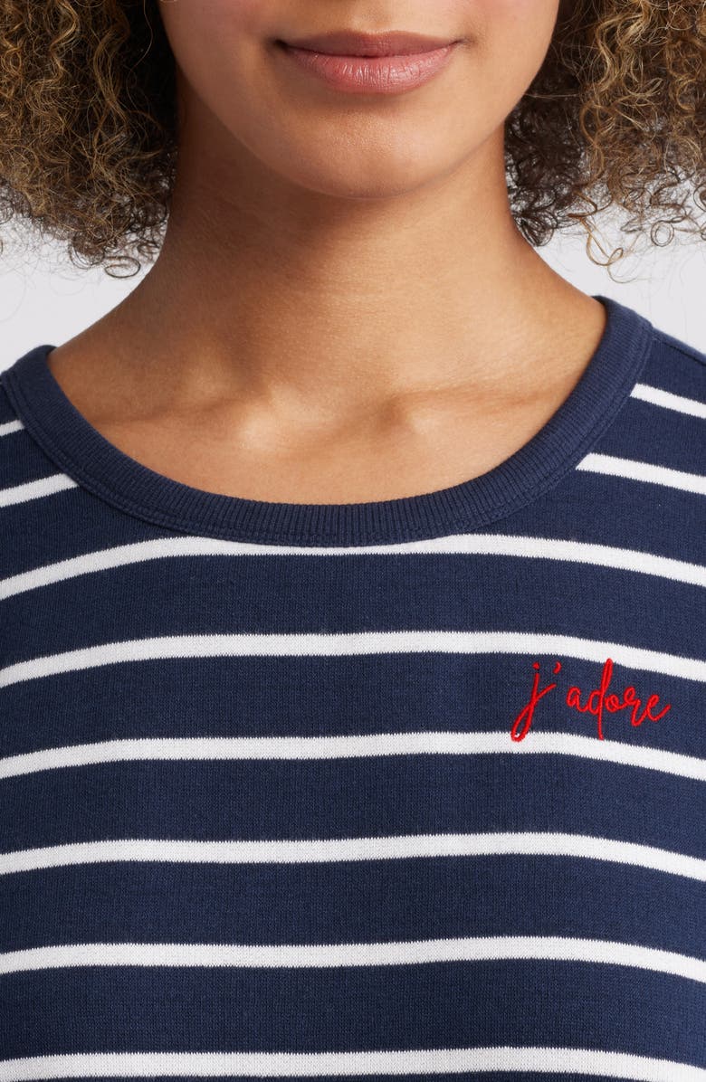 Caslon<sup>®</sup> Stripe Cotton Graphic Sweatshirt, Alternate, color, 