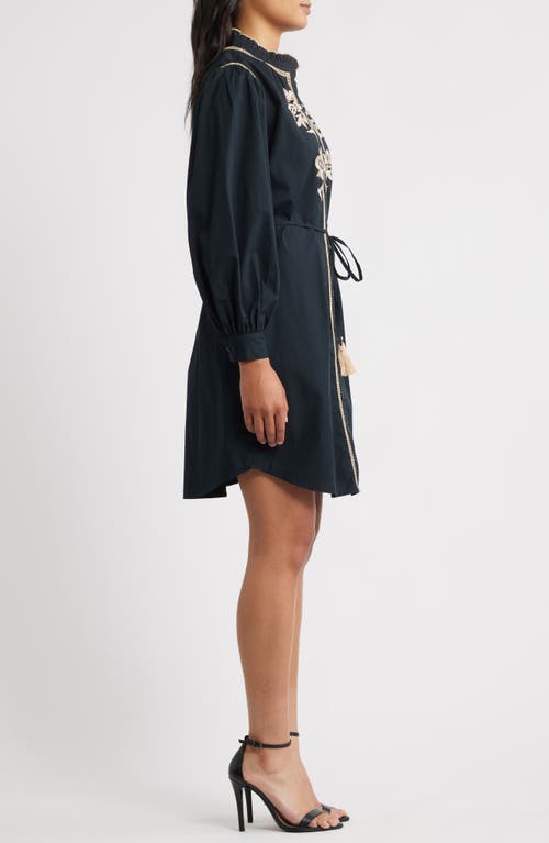 Julia Jordan Embroidered Shirtdress In Blue