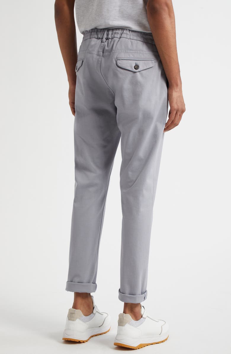 Eleventy Pleated Drawstring Waist Stretch Cotton Blend Pants, Alternate, color, 08 Denim