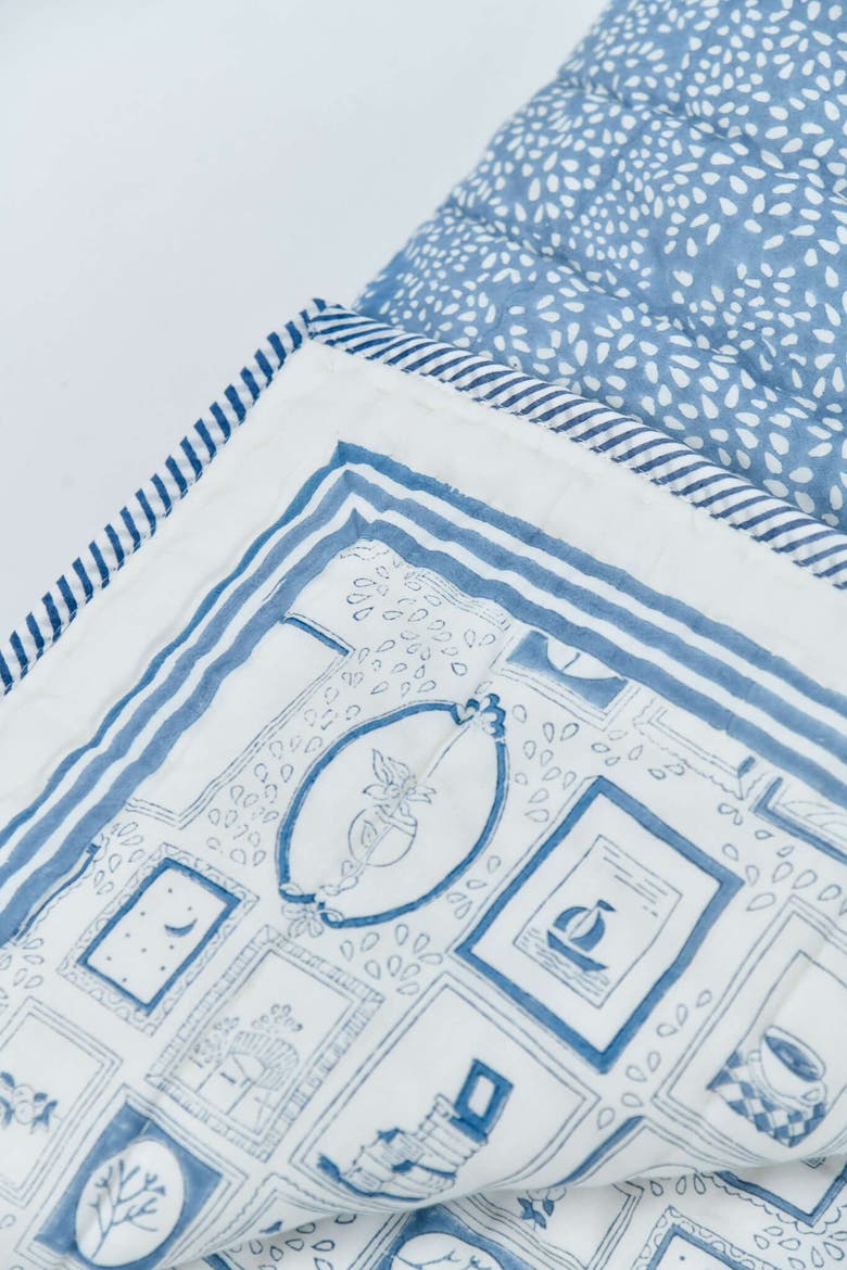 A Quiet Inheritance Hand Block Printed Quilts, Alternate, color, Indigo Blue