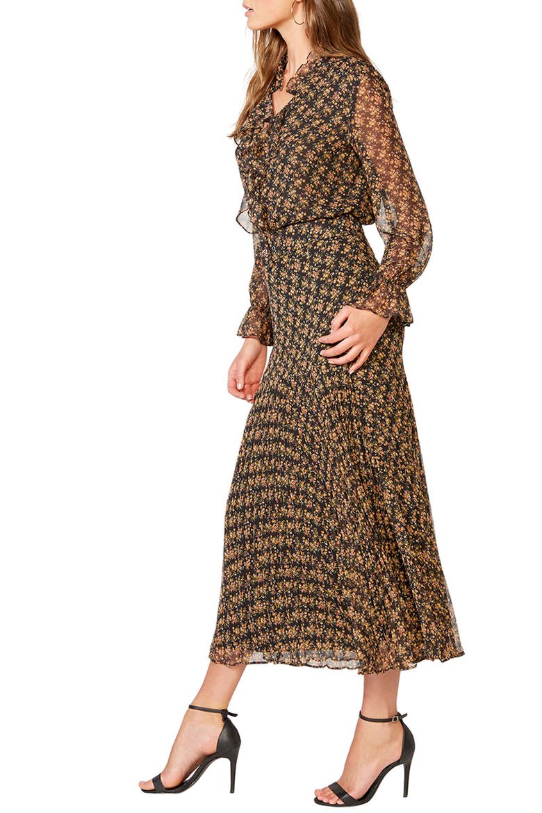 Dallas Floral Long Sleeve V Neck Dress, Alternate, color, BLACK DITSY