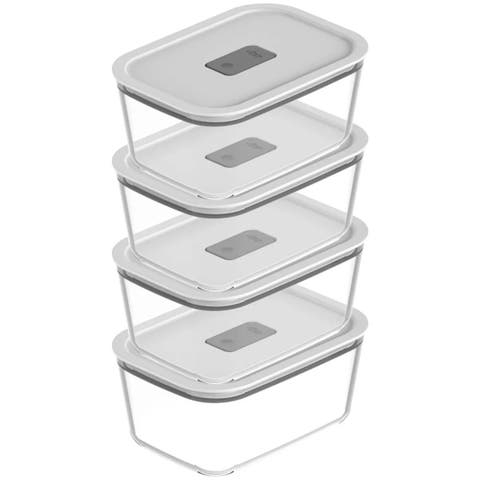 Stackable Airtight Glass Food Storage Container Set with Microwave Valve and Leak Proof Lid, 8 Piece