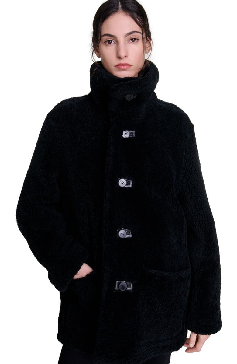 maje Reversible leather coat, Alternate, color, 