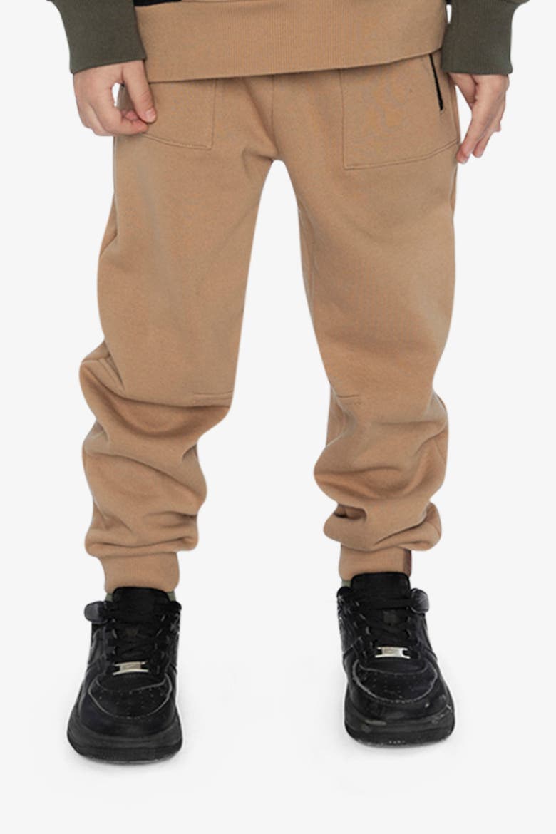 Fleece Drawstring Waist Zippered Pocket Sweatpants, Alternate, color, Brown Tannin